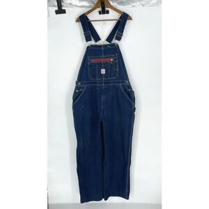 VTG Pointer Brand Low Back Bib Denim Overalls Size 42 x 29 Made In USA Workwear